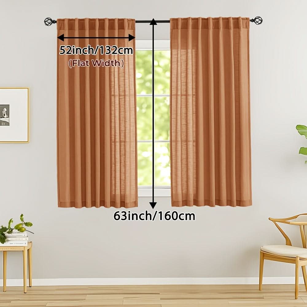 Flax Linen Sheer Curtains for Soft Light Filtering and Privacy