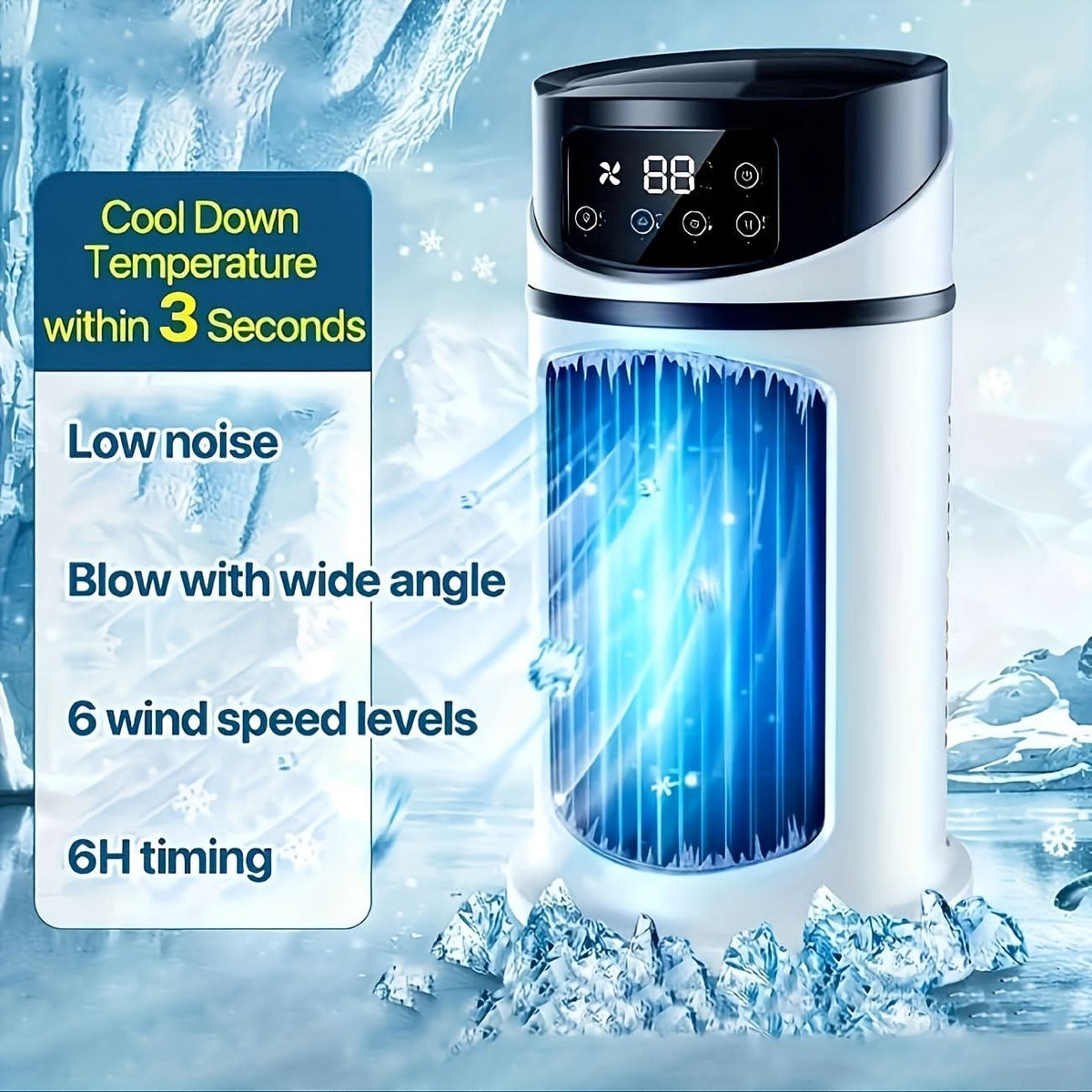 4-in-1 Desktop Air Cooler with Mist Fan, Humidifier, and Night Light