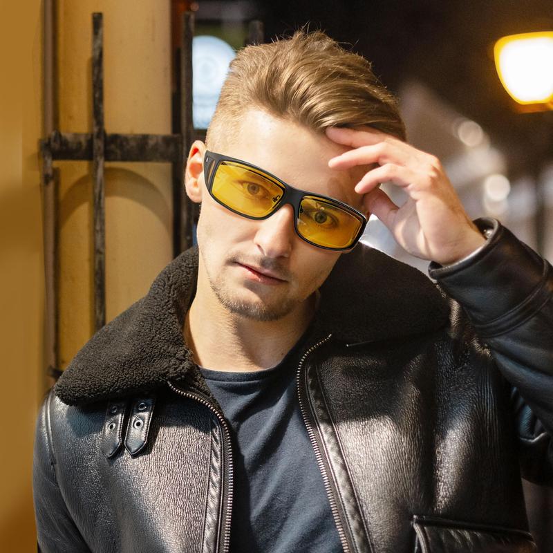 Glare-Reducing Night Vision Glasses with Polarized Yellow Lenses