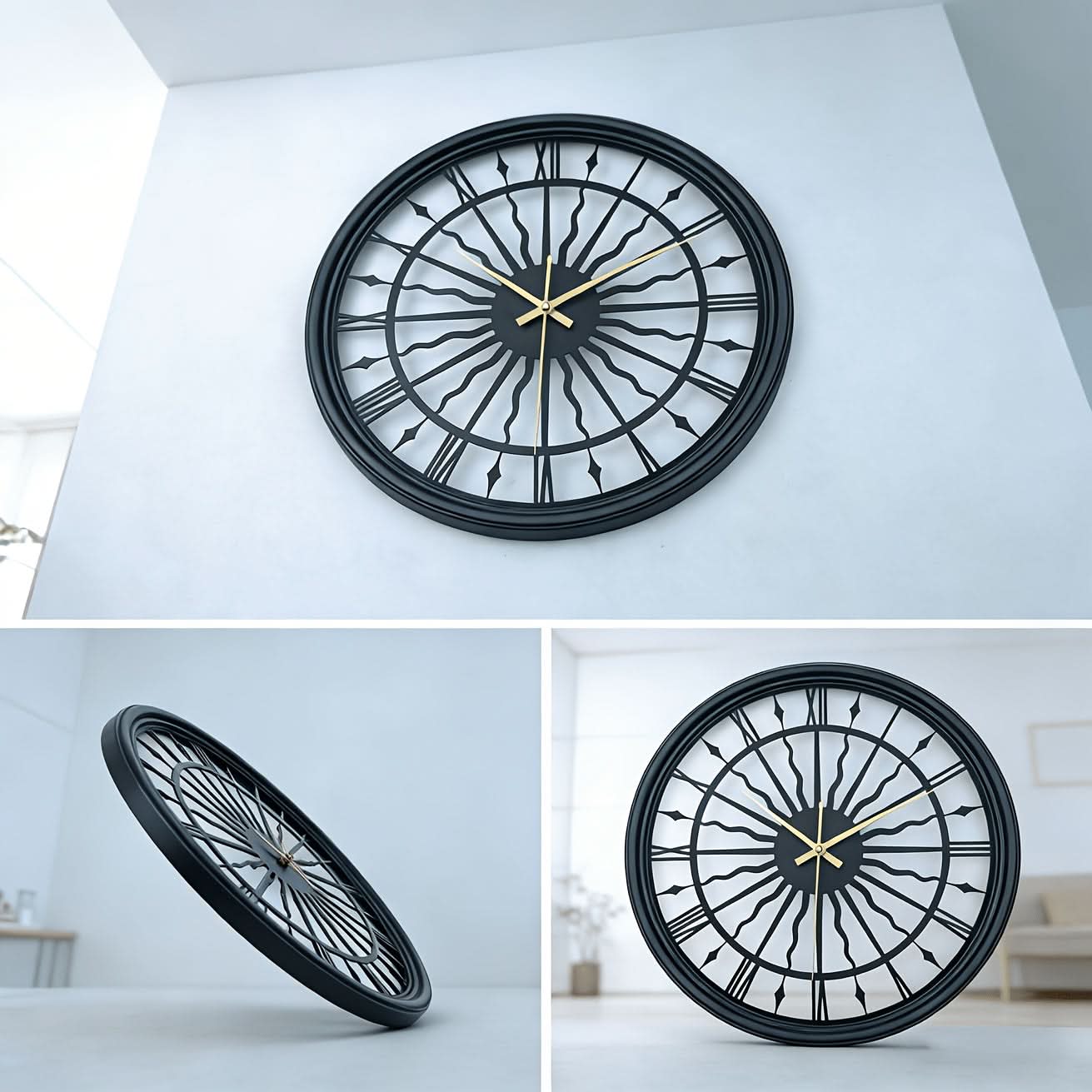 Silent Iron Art 3D Round Analog Wall Clock