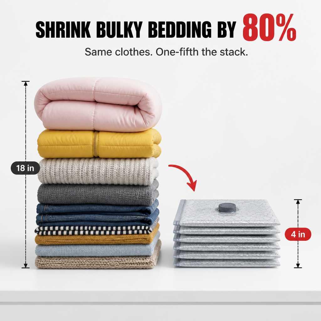SpaceSculptor™ — Slash Closet Clutter by 80% Without Bags That Bulge Back