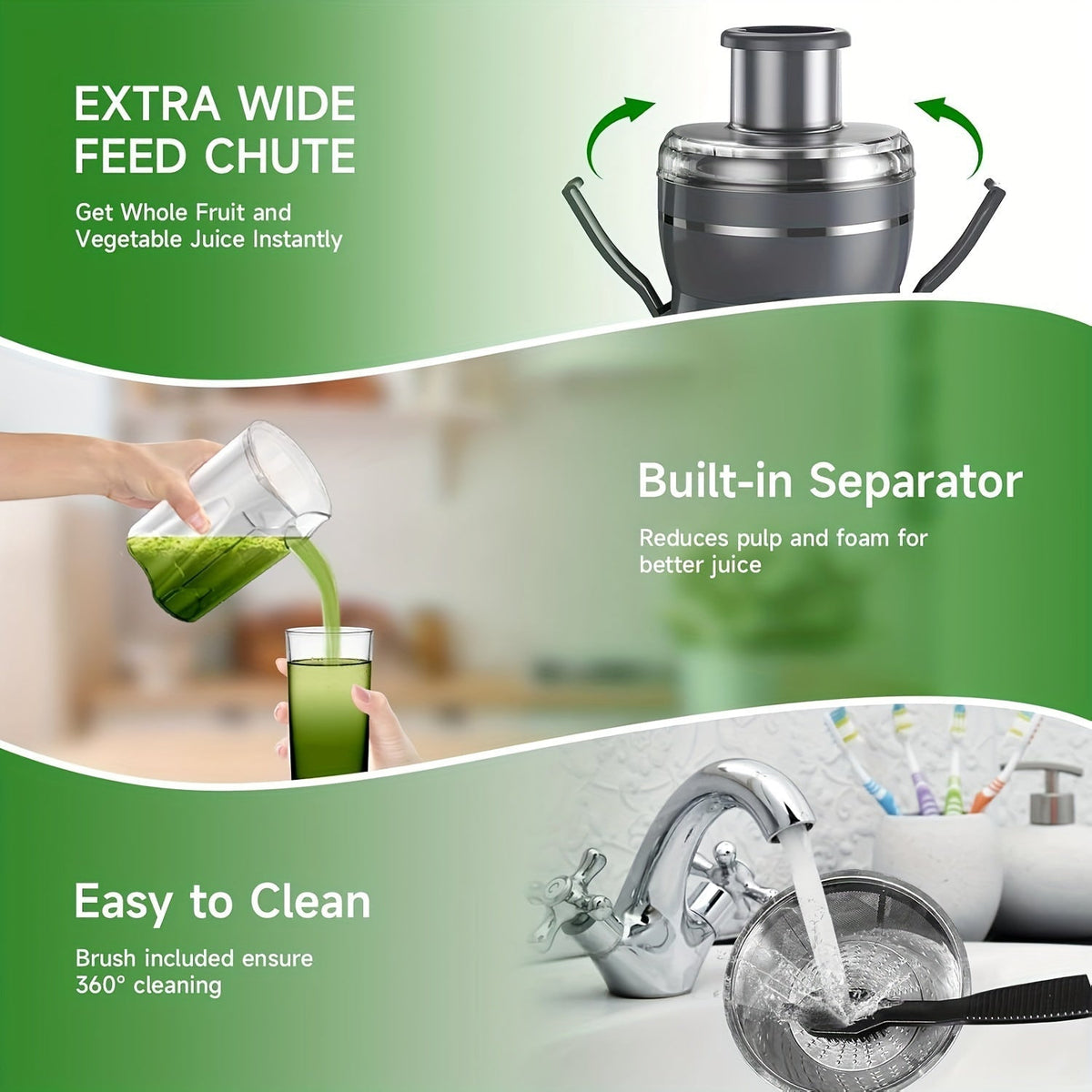 500W Stainless Steel Juicer for Fruits and Vegetables with Wide Mouth