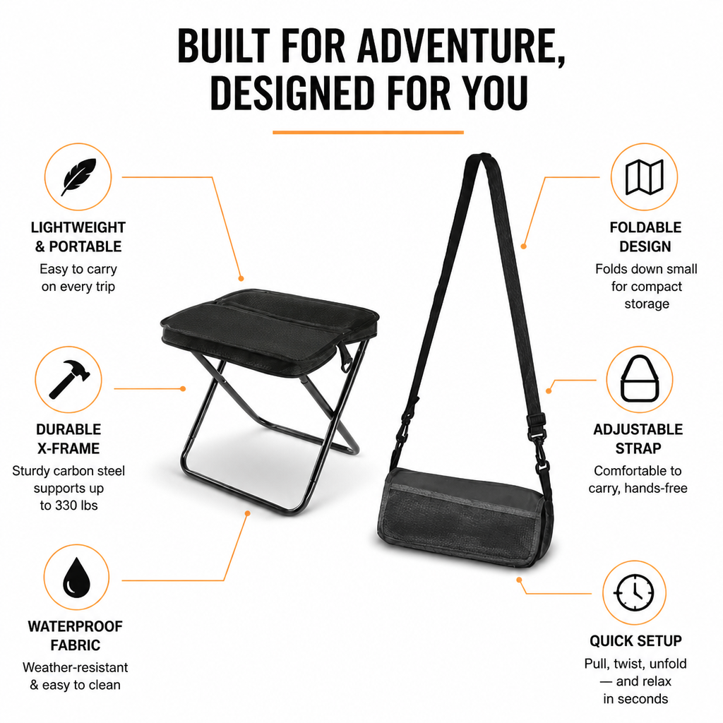 TrailNest™ Portable Seat — Adventure-Ready Comfort That Moves as Light as You Do
