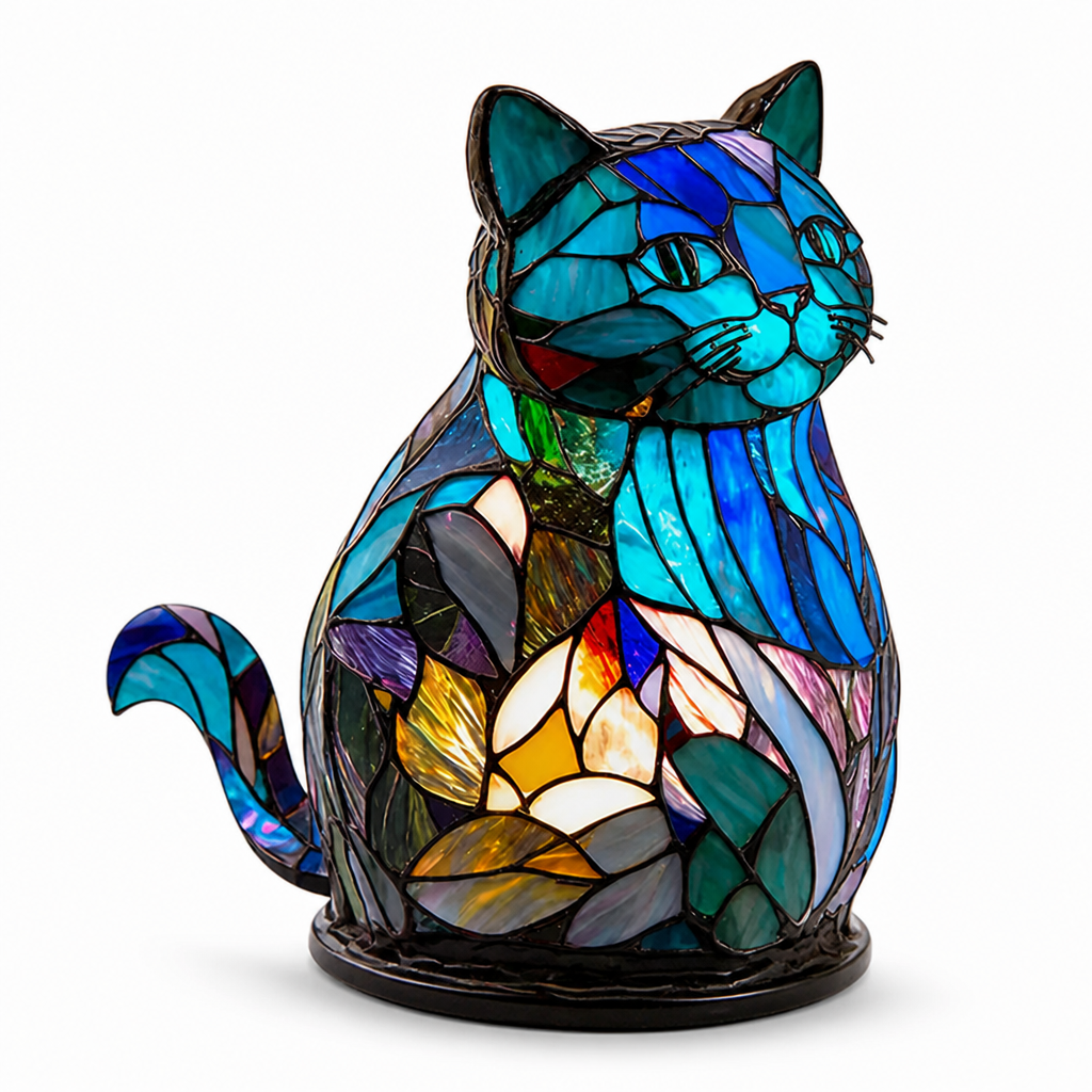 Colorful Stained Glass Animal-Print Table Lamp (20 Styles)