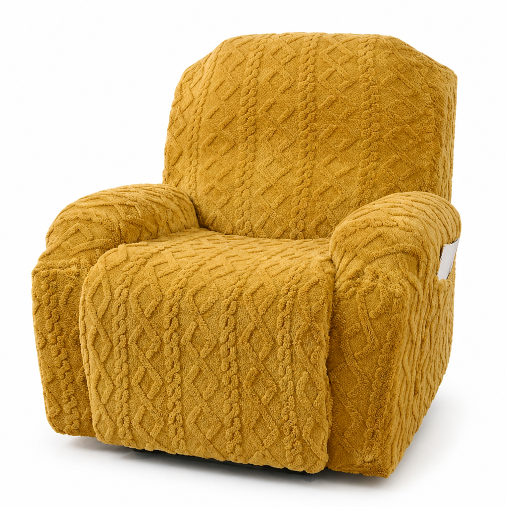 Plush Cable Knit Cotton Recliner Slipcover (Anti-Slip Fit)