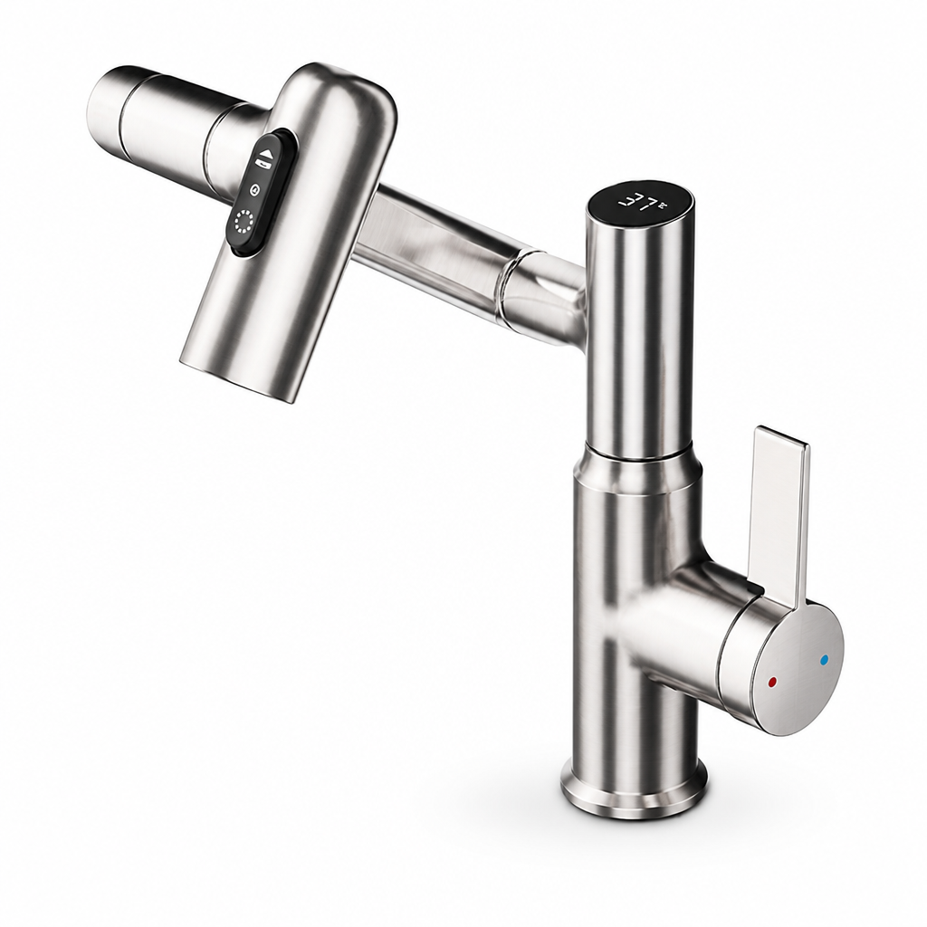 Stainless Steel 360° Swivel Temperature Display Kitchen Faucet