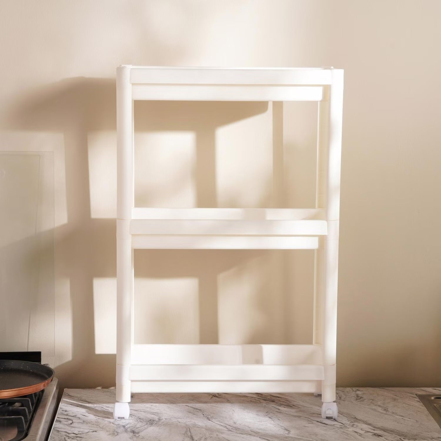 Compact 3-Tier Kitchen Organizer with Wheels for Small Spaces