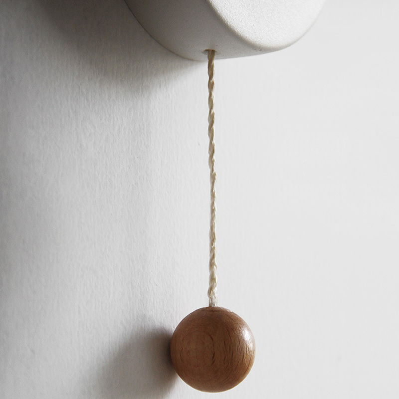 Wall Lamp with Wood Accent and Pull Cord – Scandinavian Style