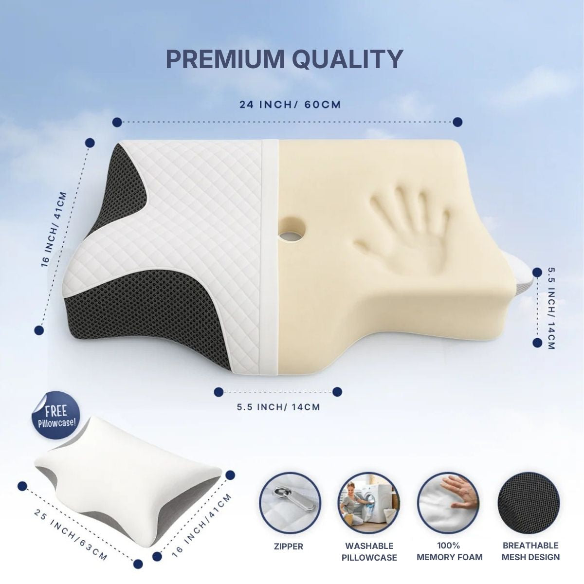 Memory Foam Contour Pillow for Neck Pain Relief – Orthopedic Design