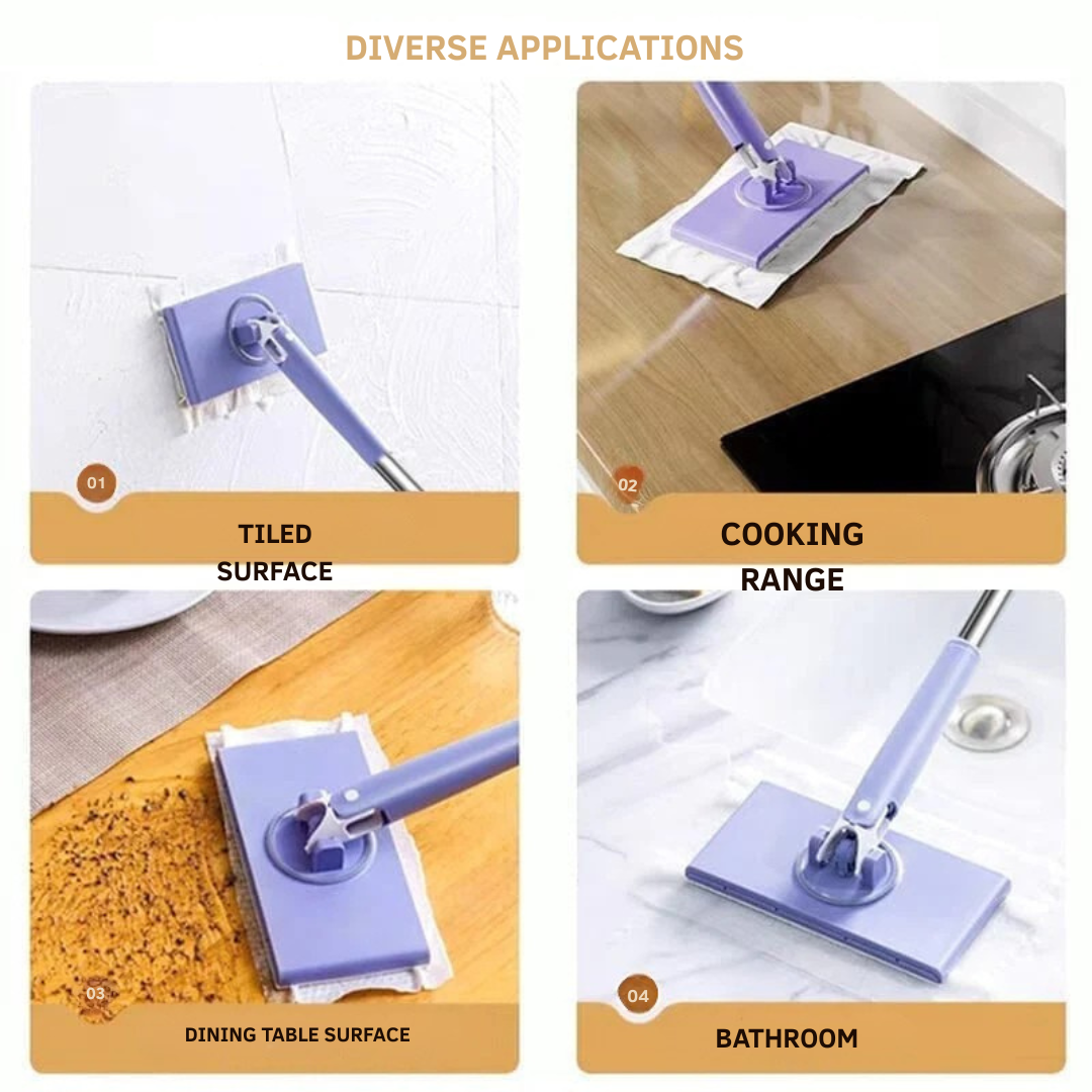 Floor Cleaner | 360° Swiveling Flat Mop Head | Touch-Free Pad Replacement | MopMate
