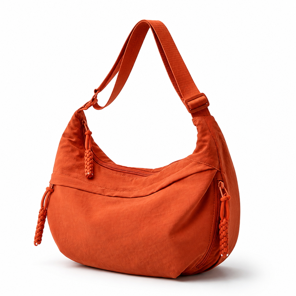Smart-Compartment Water-Repellent Nylon Shoulder Bag