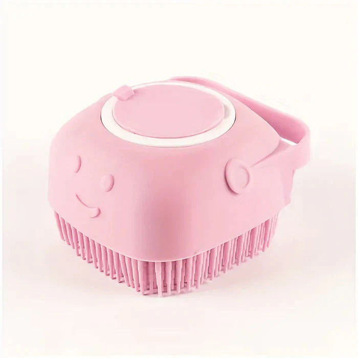 Silicone Pet Grooming Brush with Built-in Shampoo Dispenser
