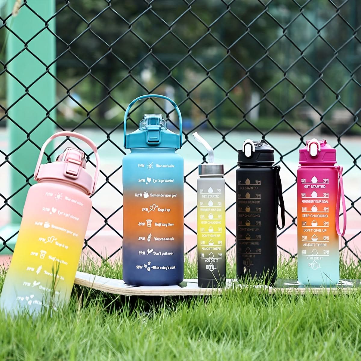 Gradient Water Bottle with Straw for Hydration