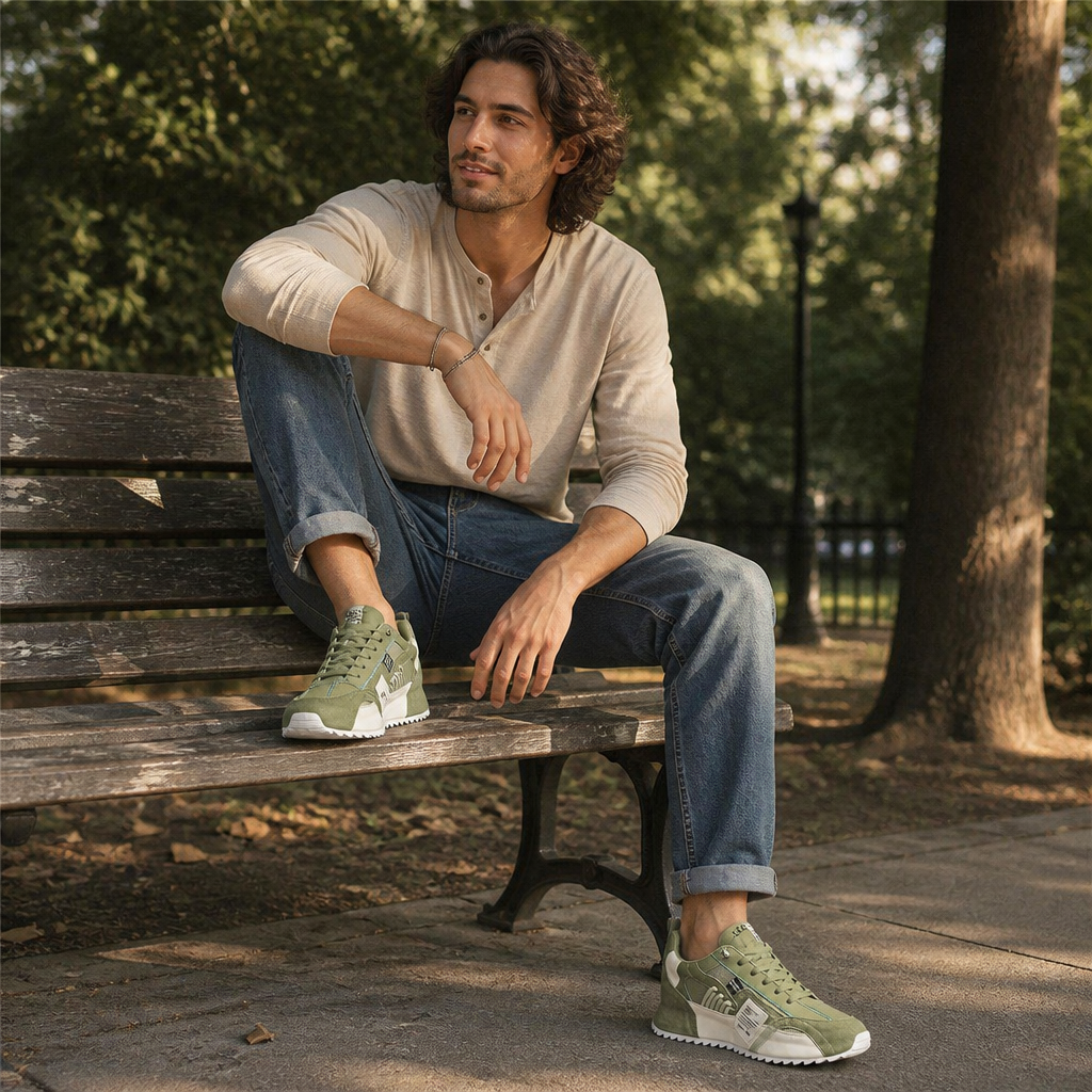 StridePro™ – Heritage Retro Runner Sneakers with Mesh & Suede Blend