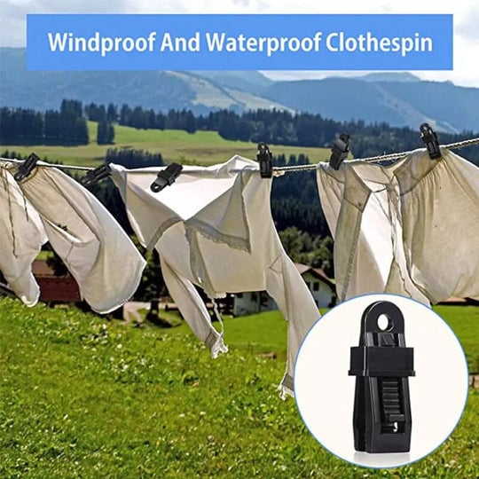 Weatherproof Clothespins Set - 50 Pieces with Spiral Lock