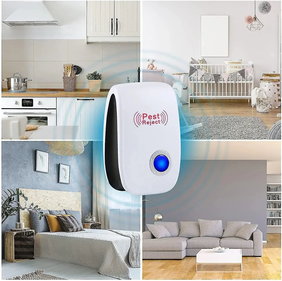 Plug-in Ultrasonic Pest Repeller for Rodents and Insects - 40 m², Safe for Pets