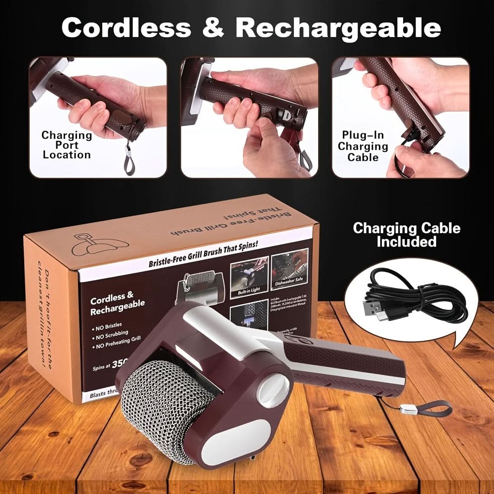 Electric BBQ Cleaning Brush with Stainless Steel Roller