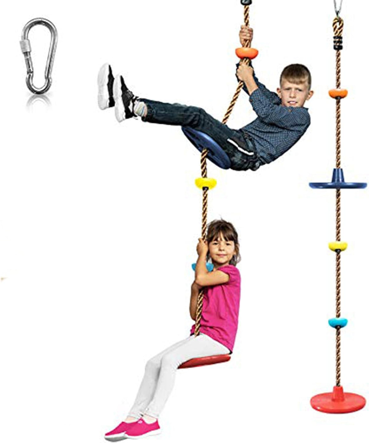Outdoor Playset with Platforms and Foot Holds – Tree Climbing Rope Swing