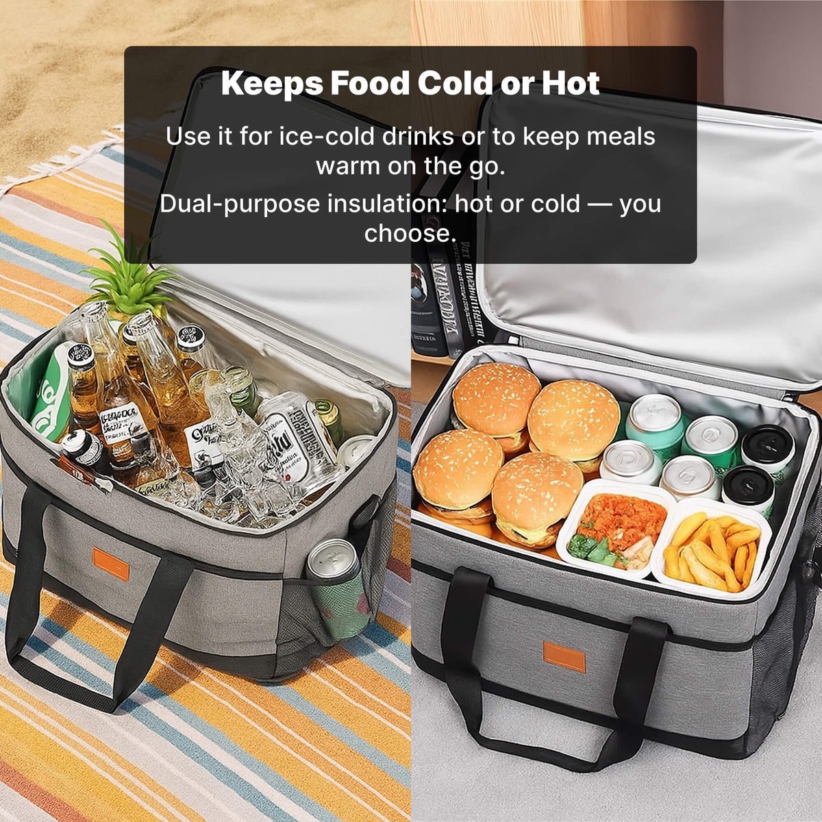 Insulated Cooler Tote Bag – 33L Waterproof for Beach, Picnic, Camping