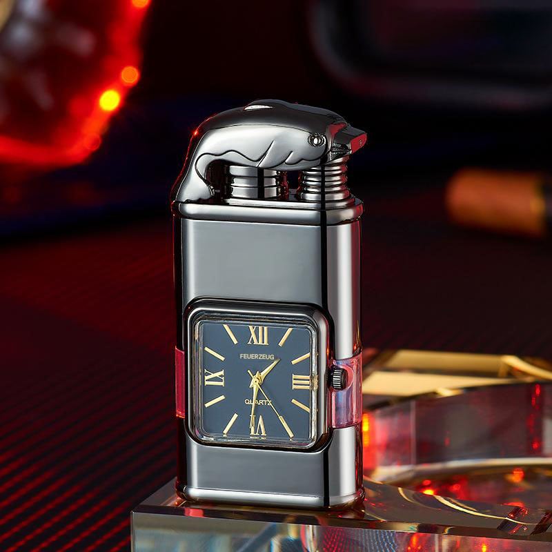 Vintage Style Lighter with Clock and Adjustable Flame
