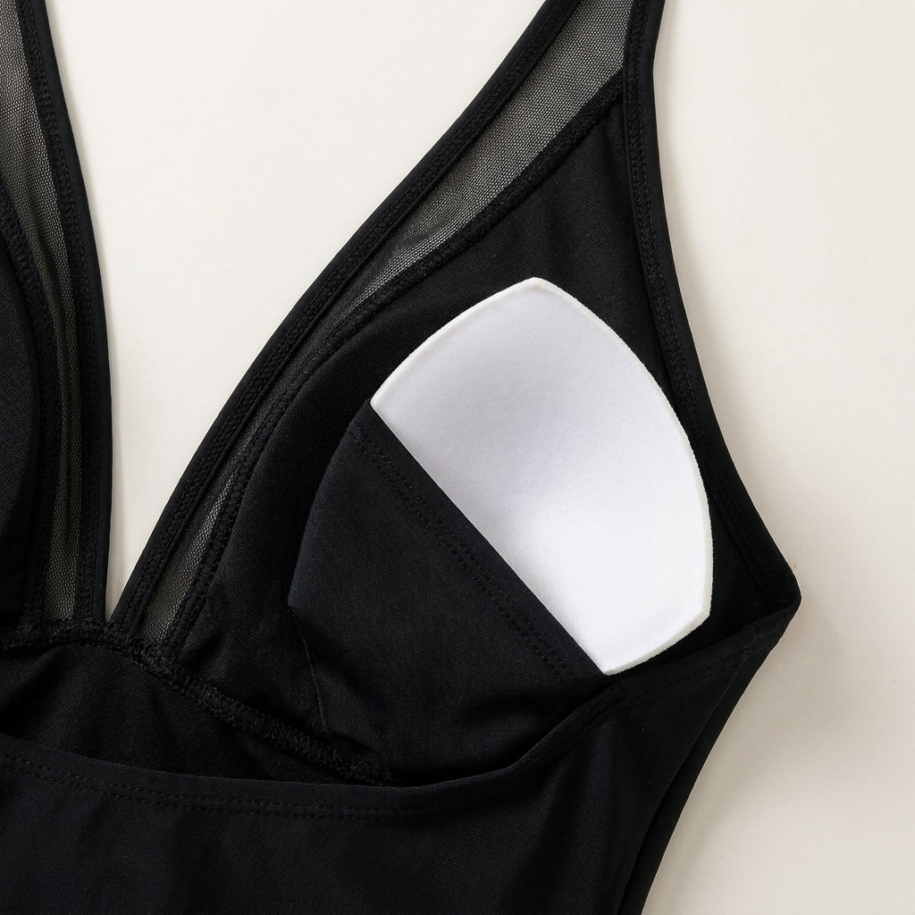 AuraSleek™ – Ruched Tummy Control Sculpting Mesh V-Neck One-Piece
