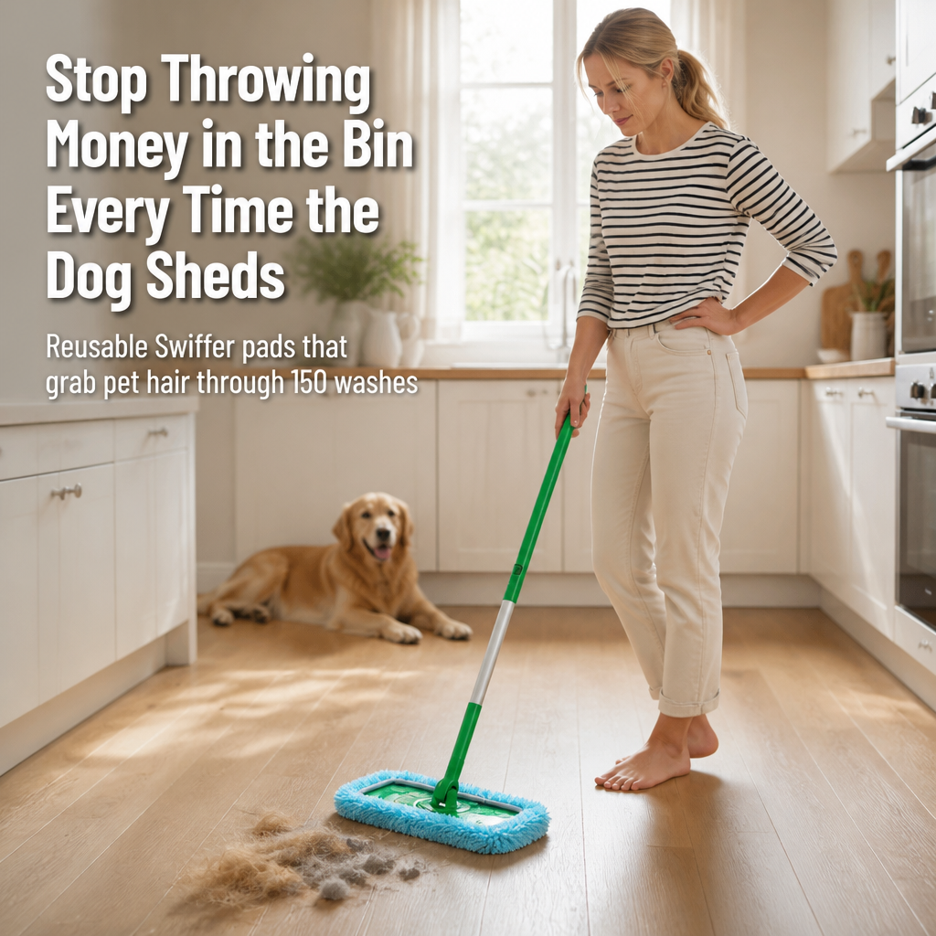 SwiftSleek™ — Snap-On Microfiber Pads That Capture Pet Hair Across 150 Washes