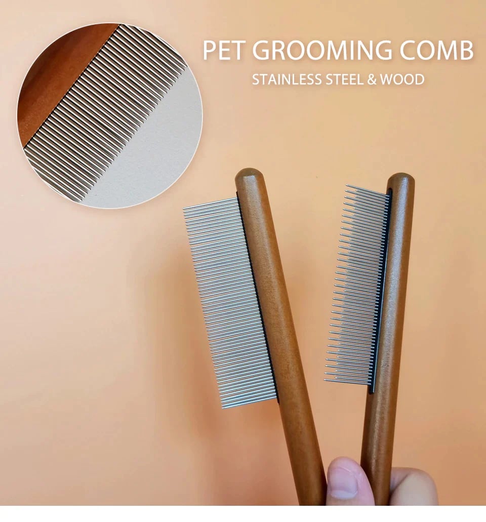 Stainless Steel Tooth Pet Grooming Comb for Gentle Coat Care