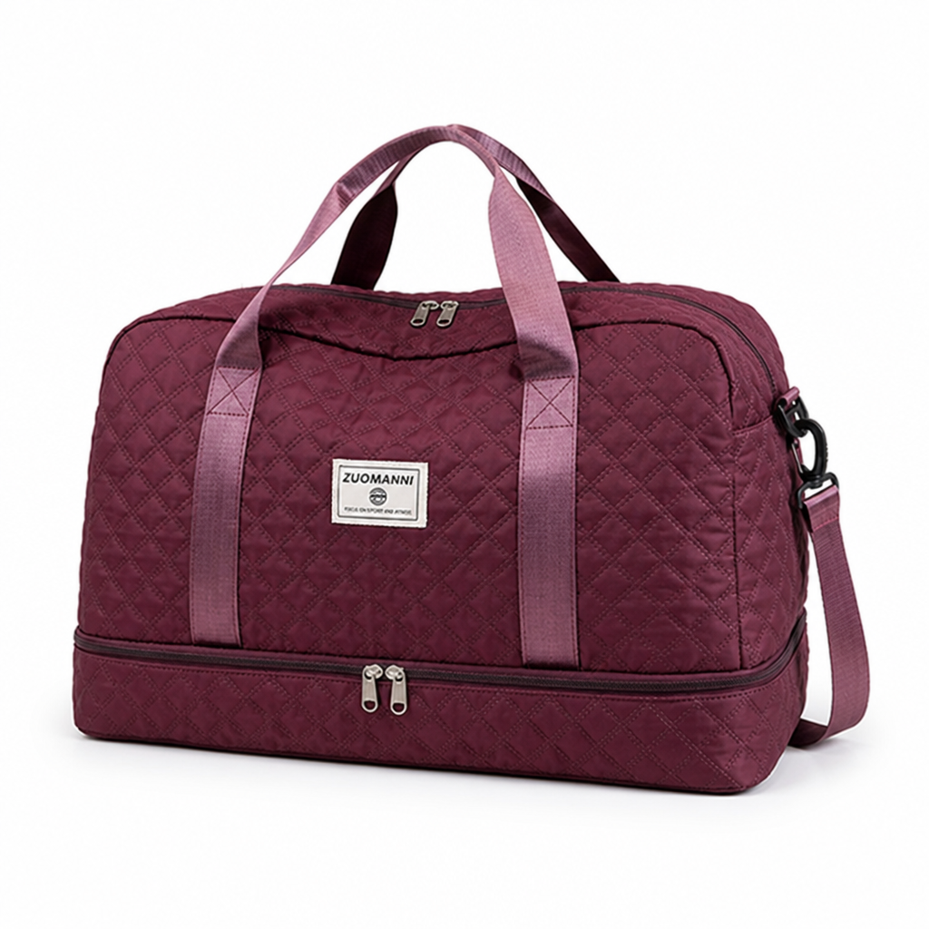 Water-Repellent Nylon Weekender Bag (Shoe & Wet Compartments)