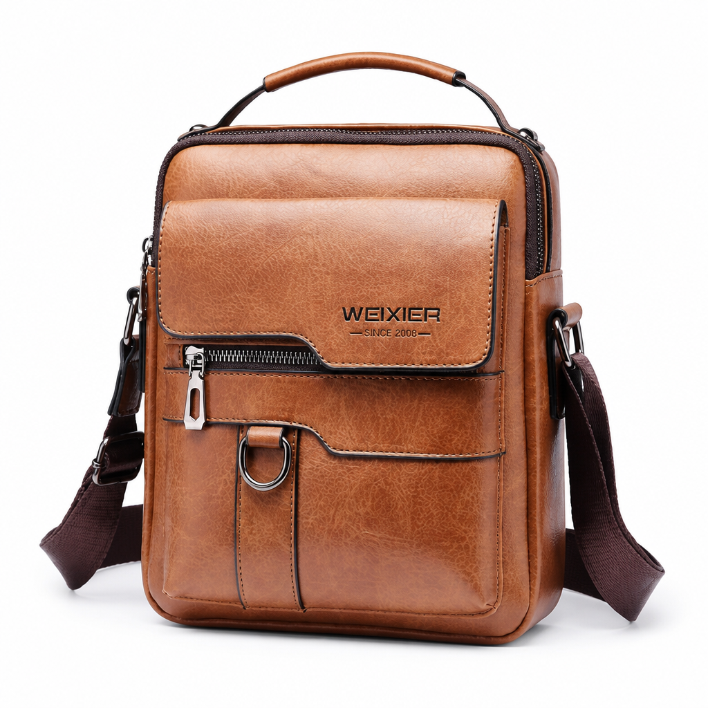 Top-Grain Leather Vertical Crossbody Bag