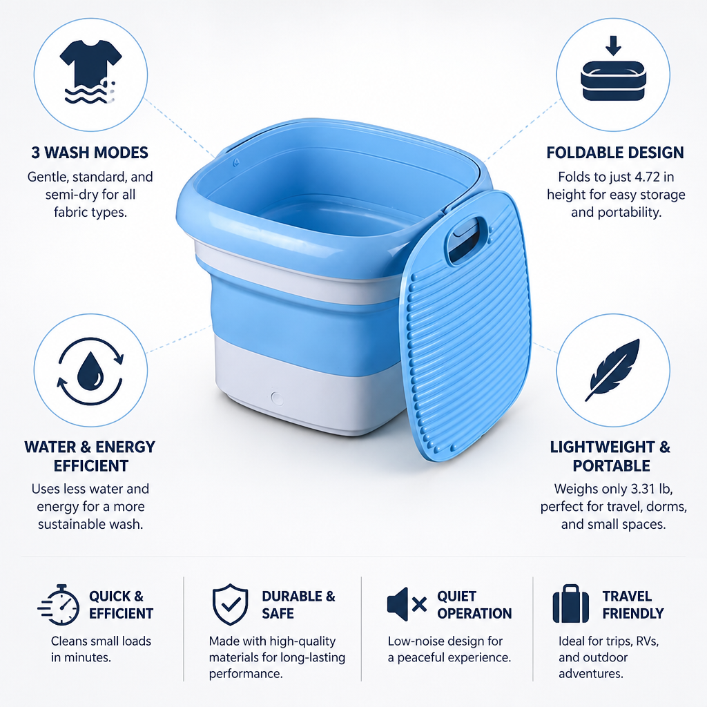 Foldable Wash & Spin Mini Washing Machine