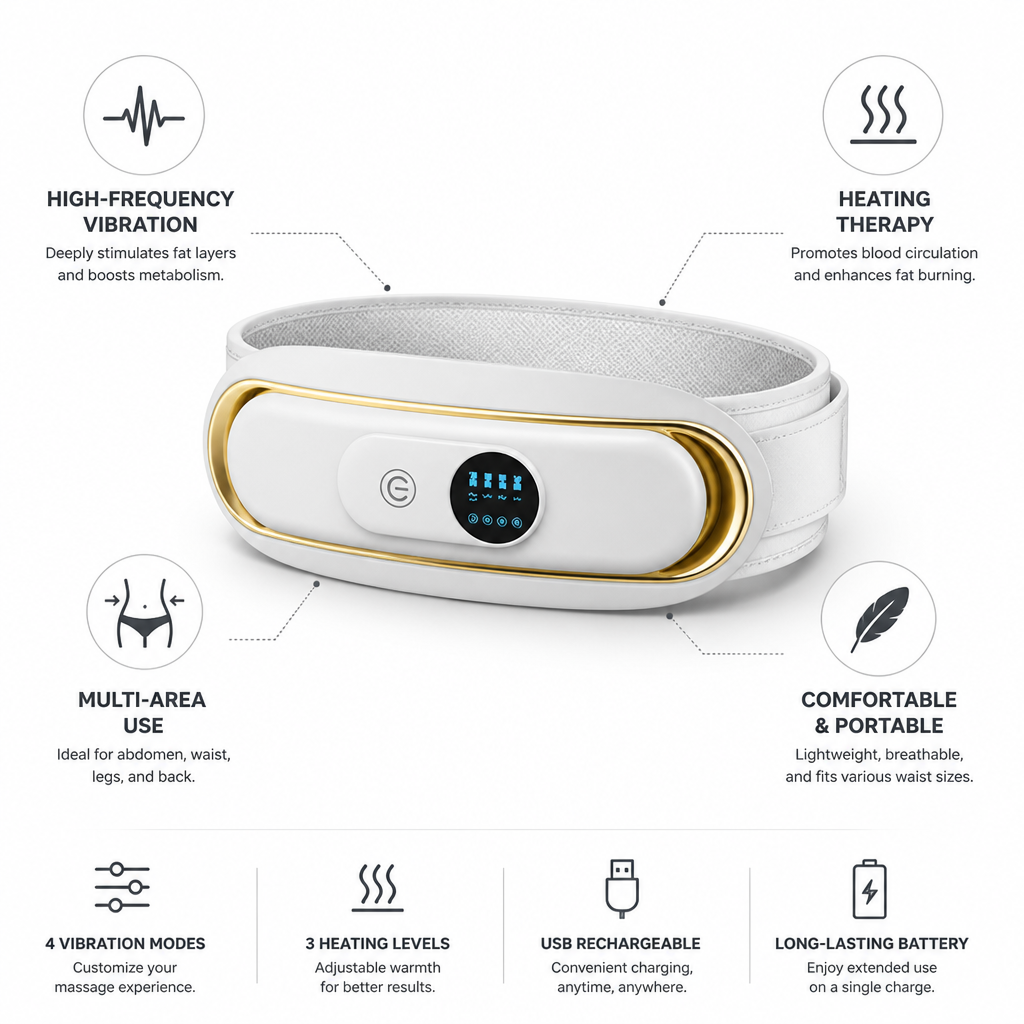 High-Frequency Vibration & Heat Waist Massager Belt (USB Rechargeable)