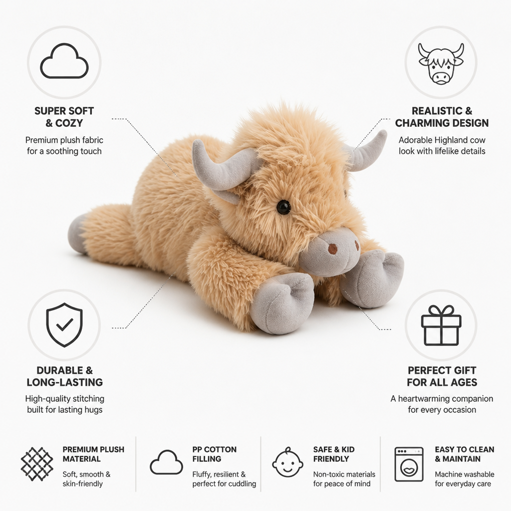 Super-Soft Huggable Highland Cow Plush