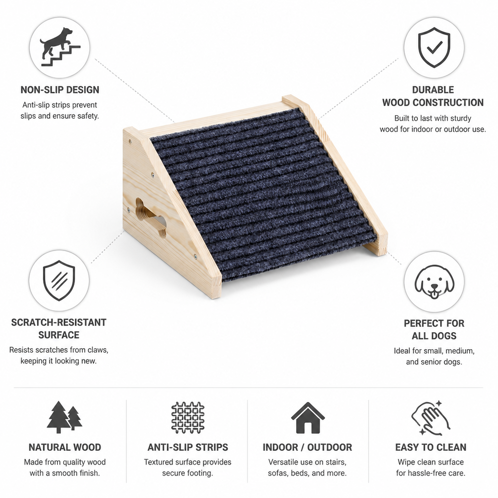 Non-Slip & Scratch-Resistant Wood Dog Ramp (Indoor/Outdoor)