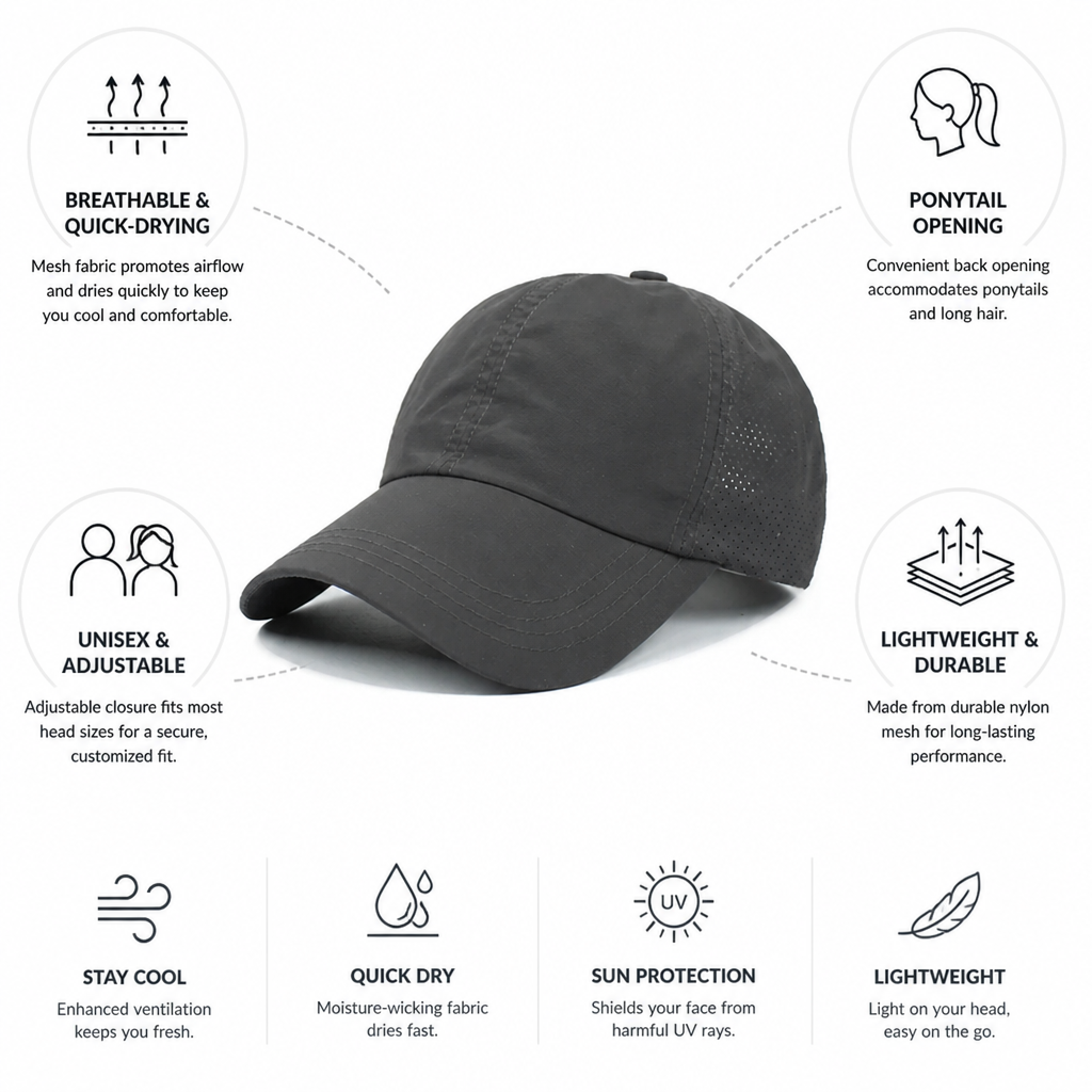Breathable Mesh Quick-Drying Baseball Cap (Ponytail Opening)