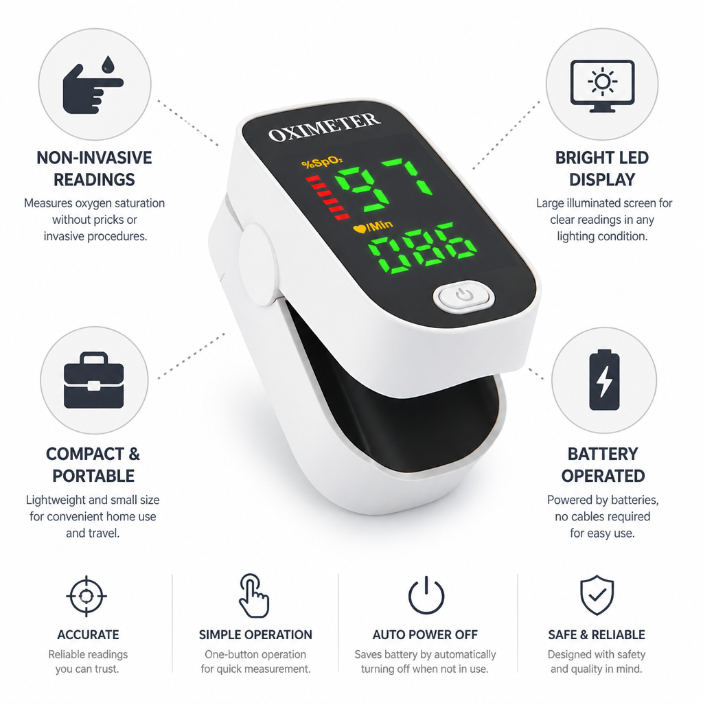 Non-Invasive LED Finger Pulse Oximeter