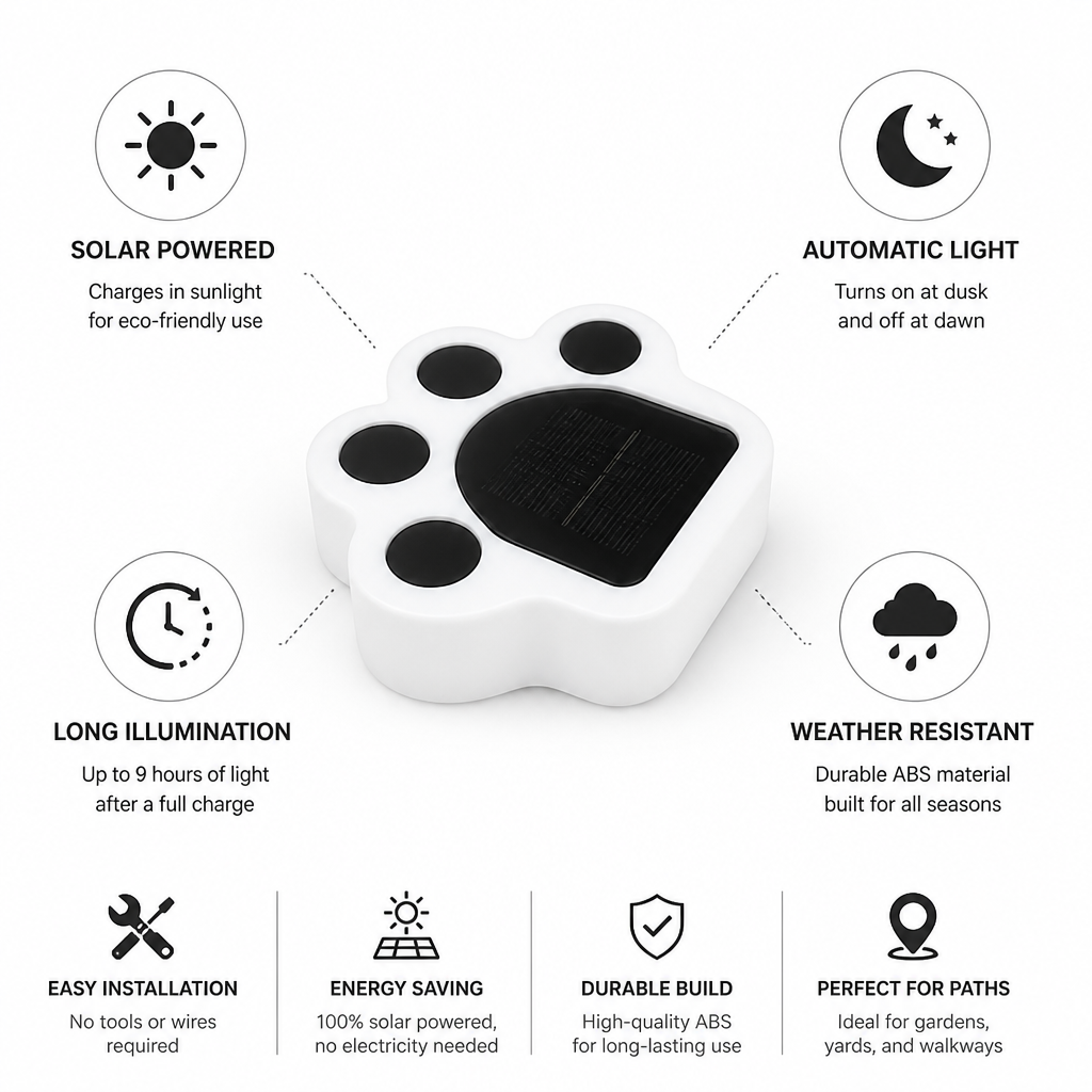 Solar Automatic Paw-Shaped Garden Path Light