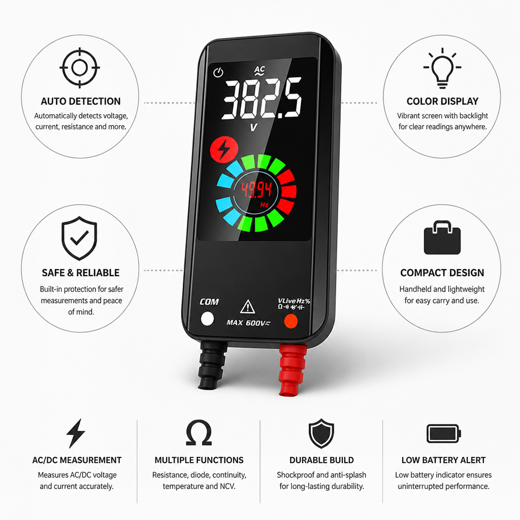 Auto-Ranging Color Backlit Handheld Multimeter