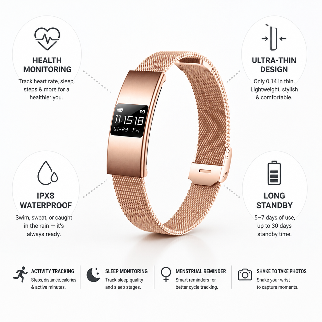 Ultra-Thin IPX8 Health-Tracking Smartwatch (Long Standby)