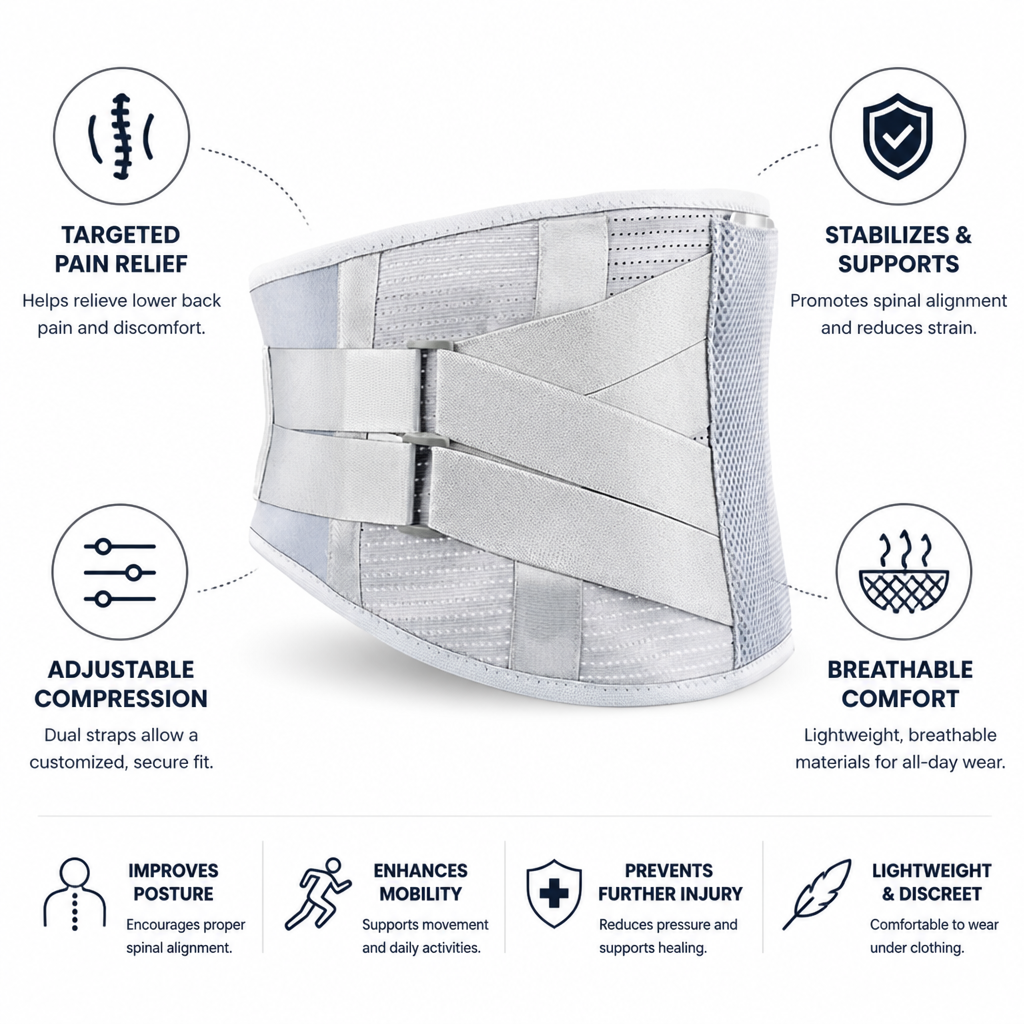 Adjustable Compression & Spinal-Stabilizing Lumbar Support Belt