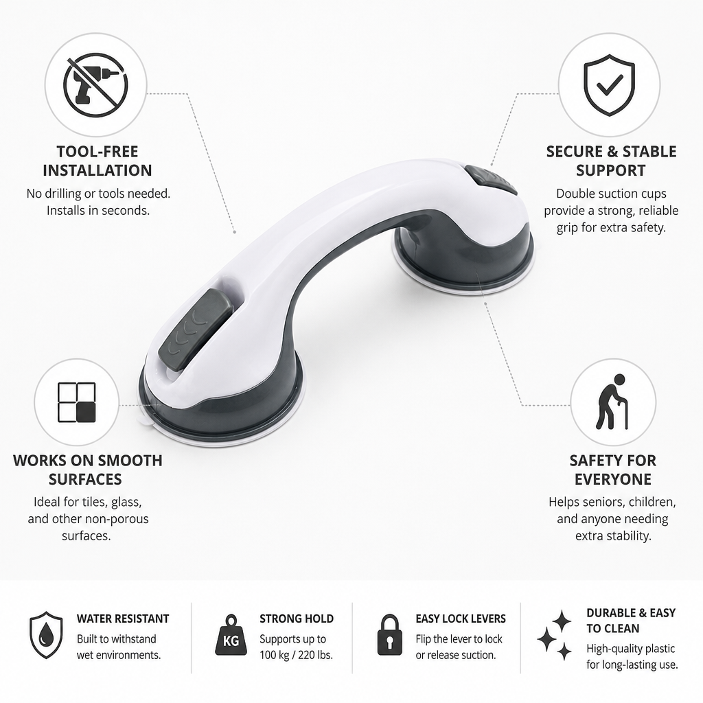 Tool-Free Double Suction Grab Bar (29 cm)