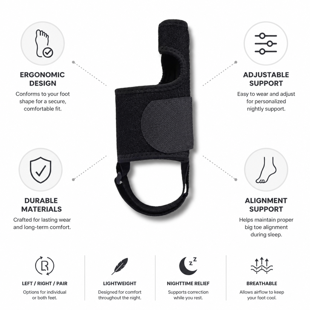 Ergonomic Adjustable Hallux Valgus Night Splint (Left/Right/Pair)