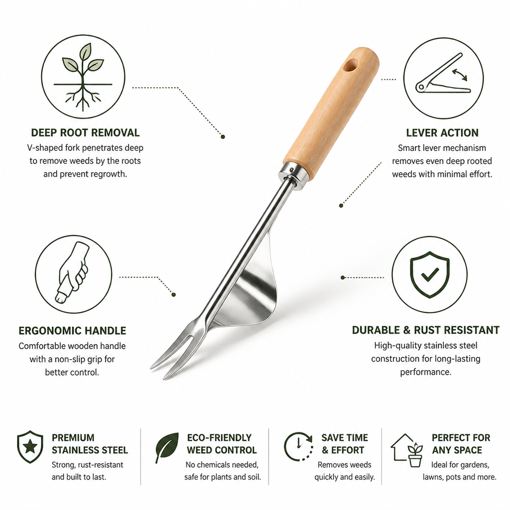 V-Shaped Stainless Steel Lever-Action Weed Puller