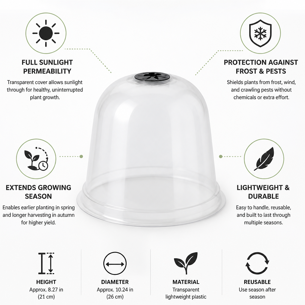 Transparent Frost & Pest Protection Plant Cover (21 cm Height)