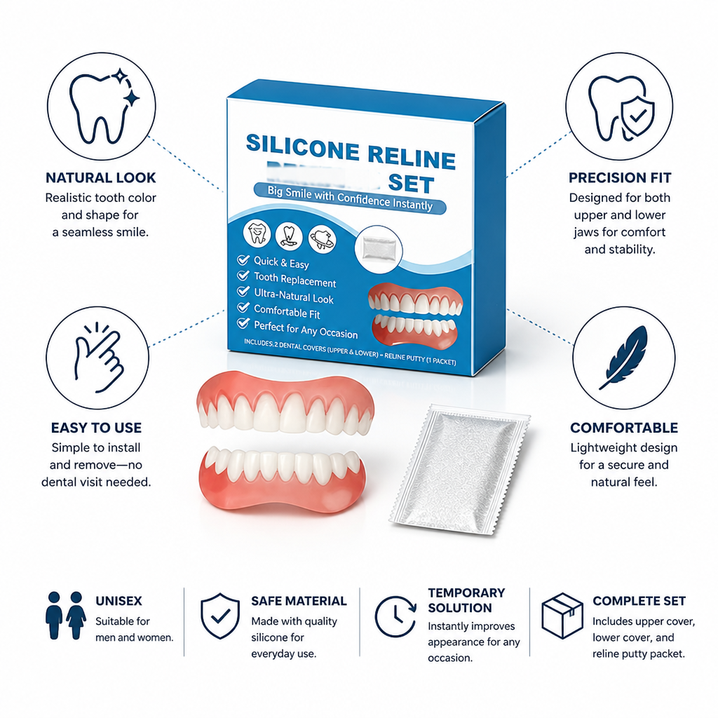Realistic Precision-Fit Temporary Tooth Covers (Fits Upper & Lower)