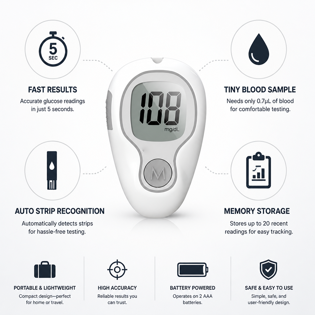 Rapid Accurate Portable Blood Glucose Monitor Kit