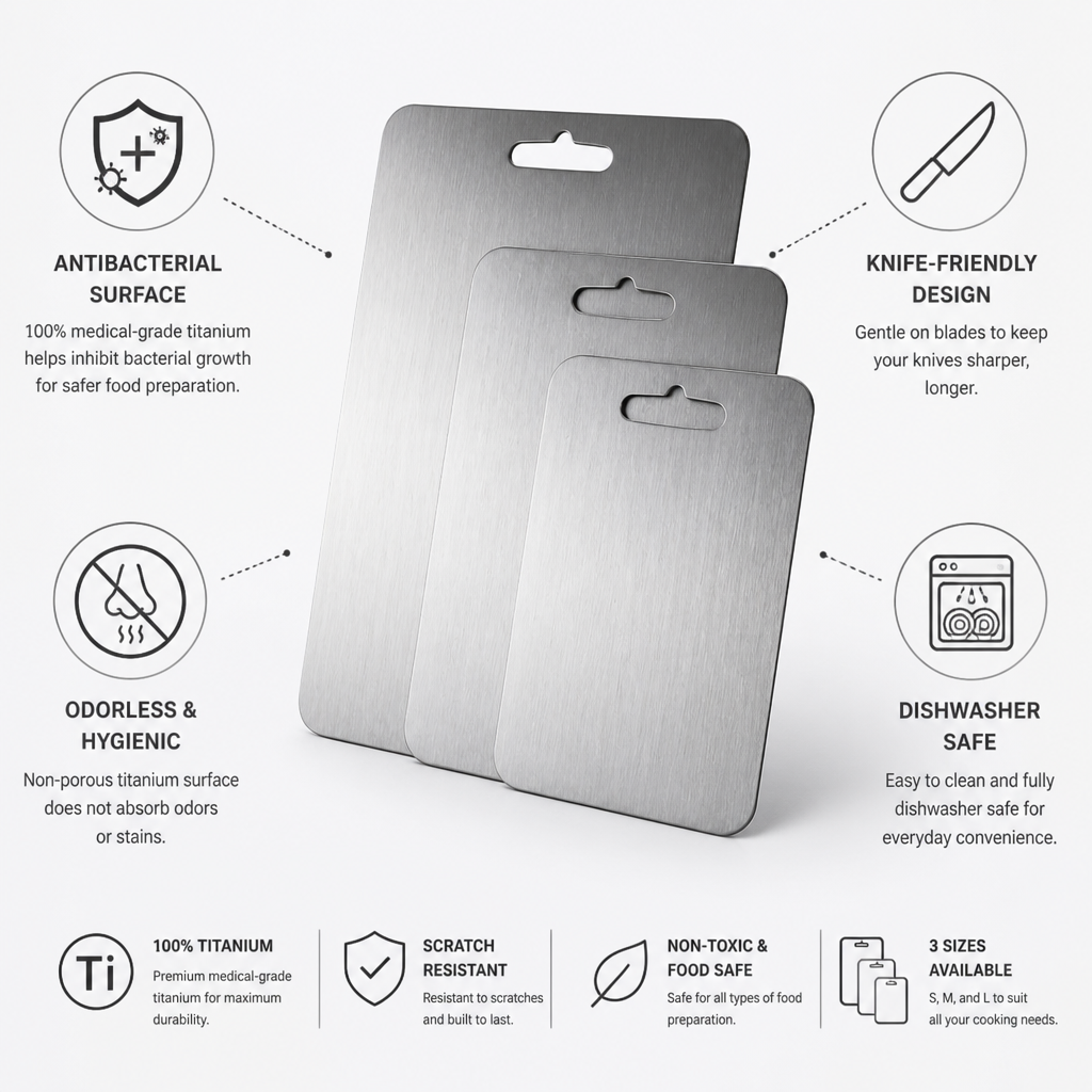 Medical-Grade Titanium Antibacterial & Knife-Friendly Cutting Board