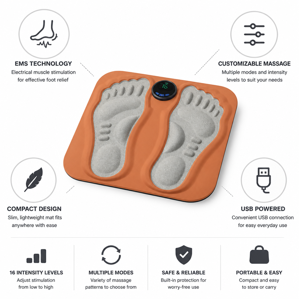 Compact USB-Powered EMS Foot Stimulation Mat