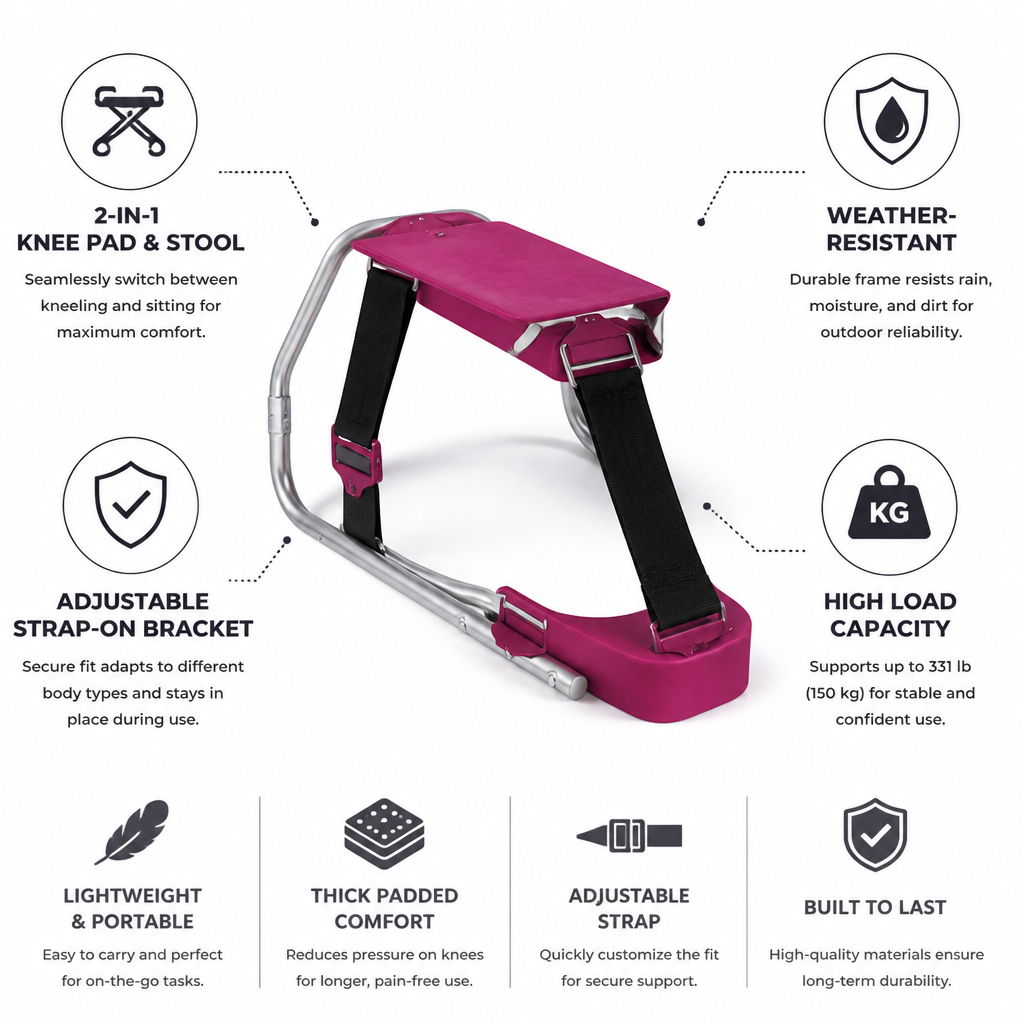 2-in-1 Padded Weather-Resistant Knee Pad & Stool (Adjustable Strap)
