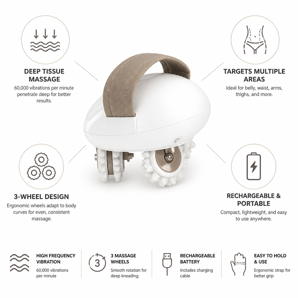High-Frequency Rechargeable Anti-Cellulite Massager (3-Wheel Heads)