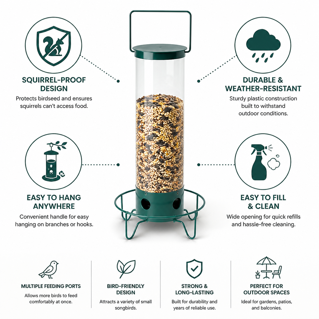 Squirrel-Resistant Multiple-Port Bird Feeder